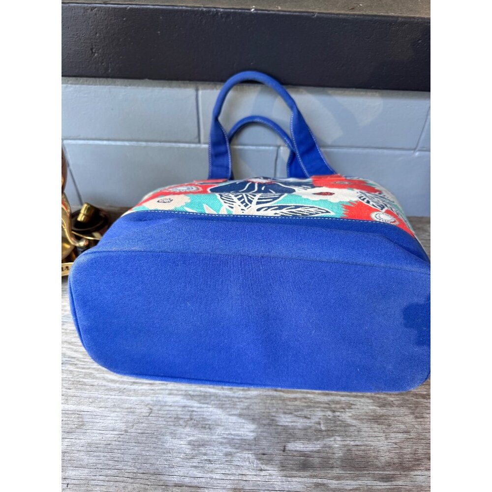 Spartina 449 Daufuskie Island Floral Canvas Tote Bag Blue Bottom Turquoise - Picture 2 of 5